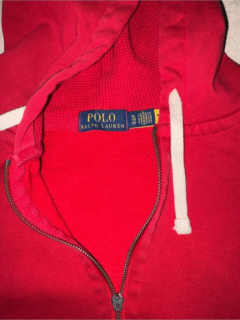 Polo Ralph Lauren Red Zip-Up Hoodie XL - Picture 2 of 6